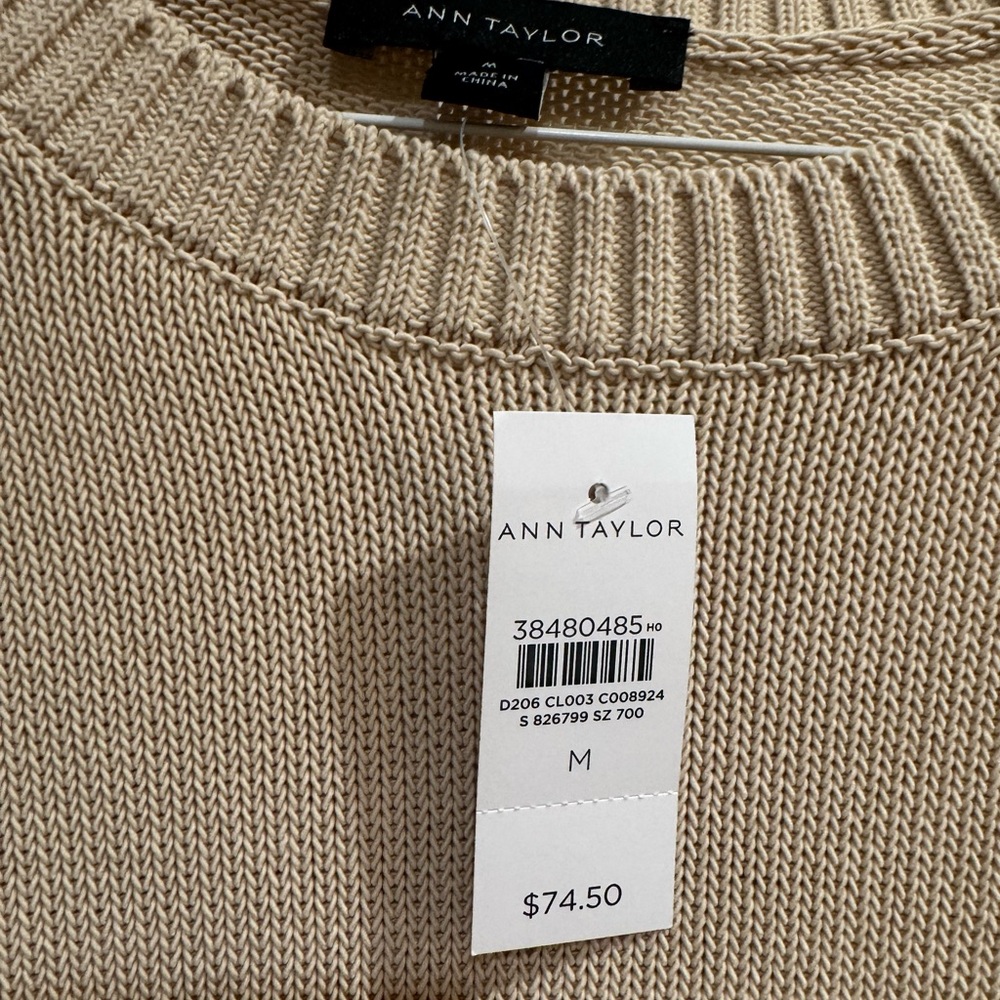 Ann Taylor Classic Knit Sweater in Cream